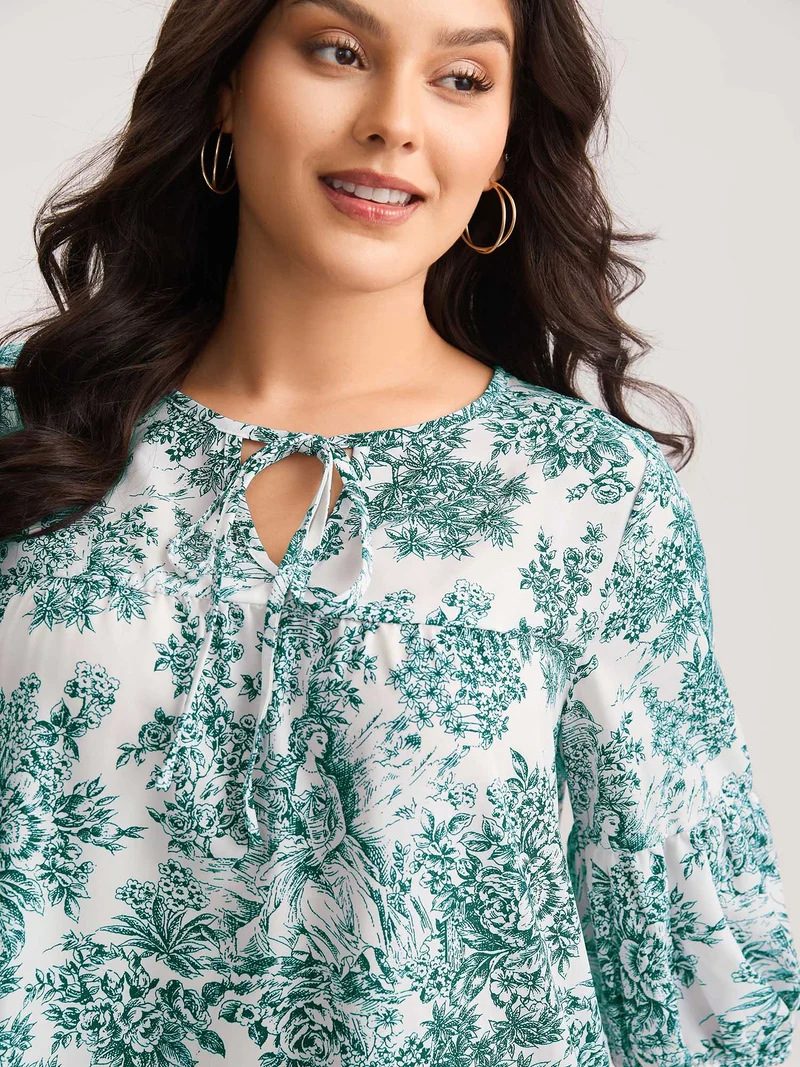 Artistic Print A-Line Blouse
