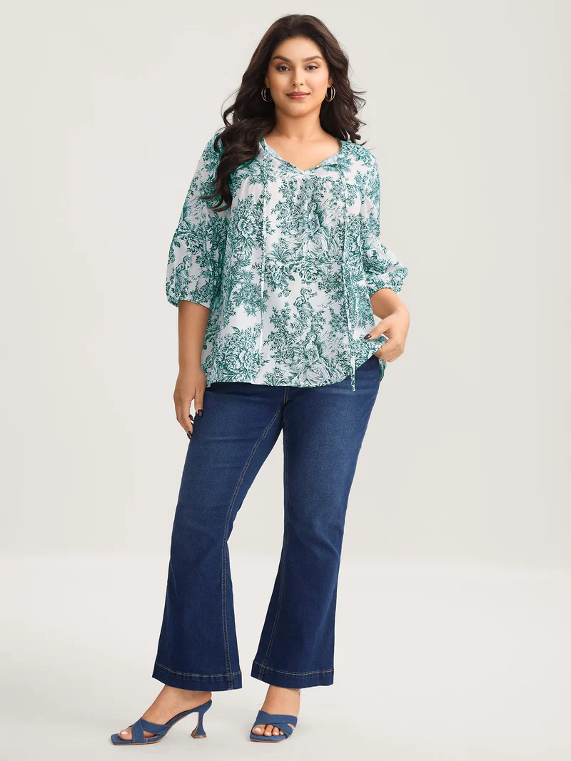 Artistic Print A-Line Blouse