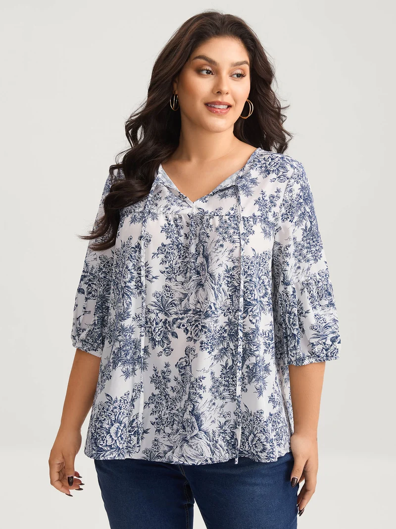 Artistic Print A-Line Blouse