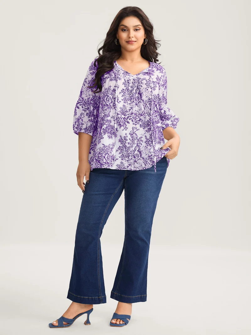 Artistic Print A-Line Blouse