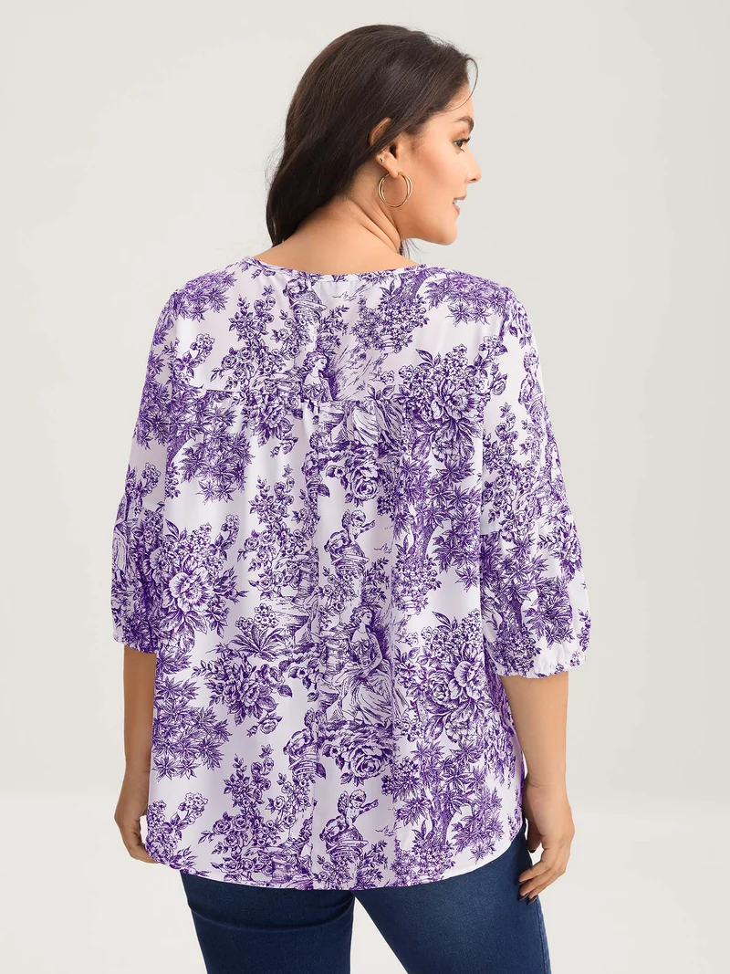 Artistic Print A-Line Blouse