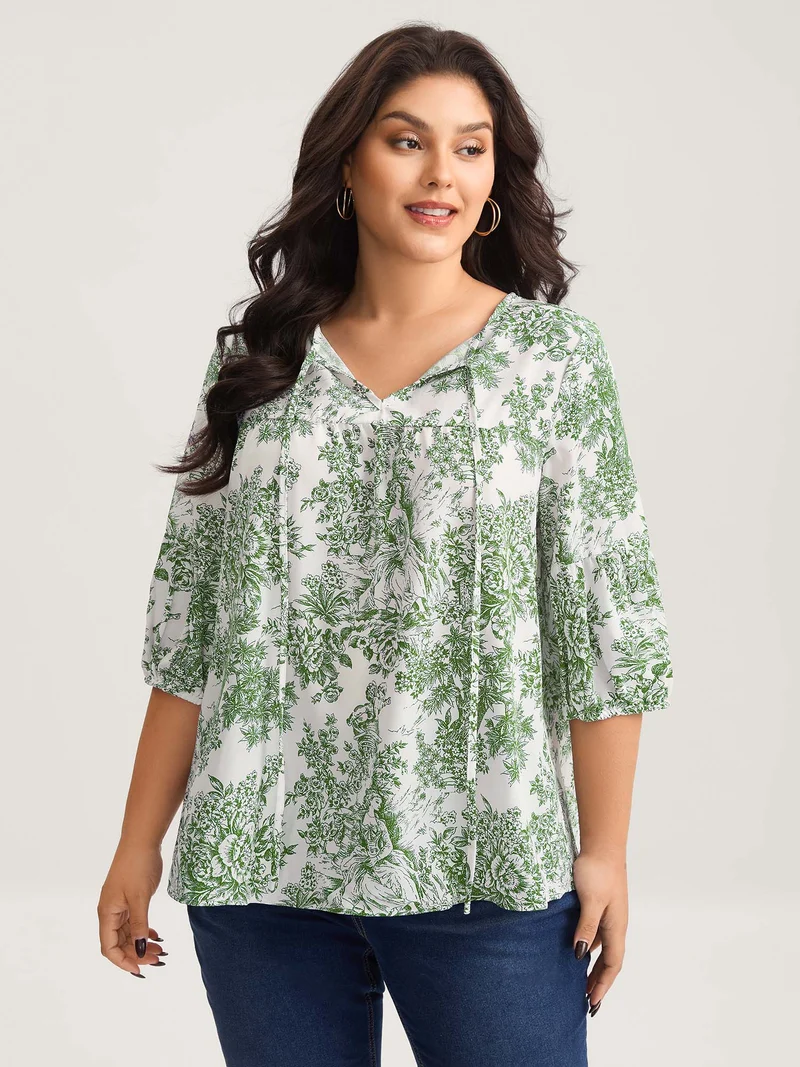 Artistic Print A-Line Blouse