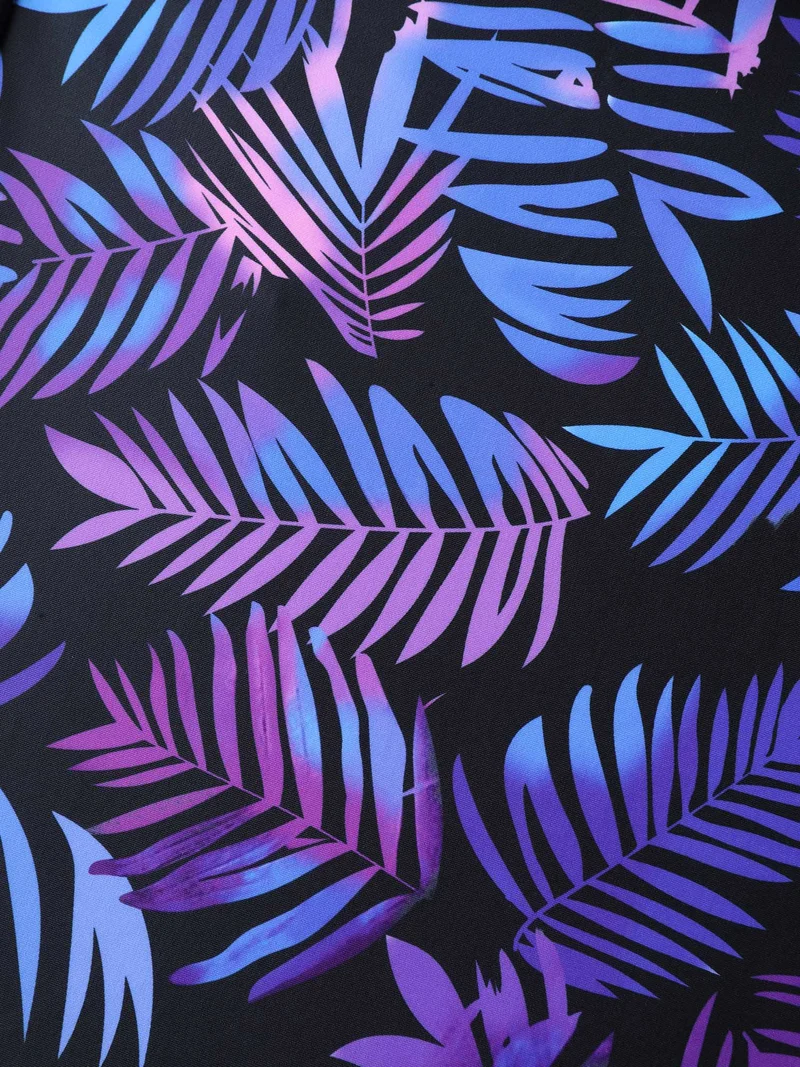 Tropical Floral Print Spliced Swim Top