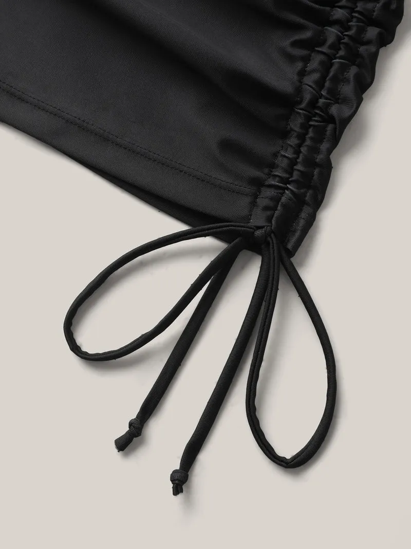 Beachy Vibes Drawstring U-Neck Swim Top