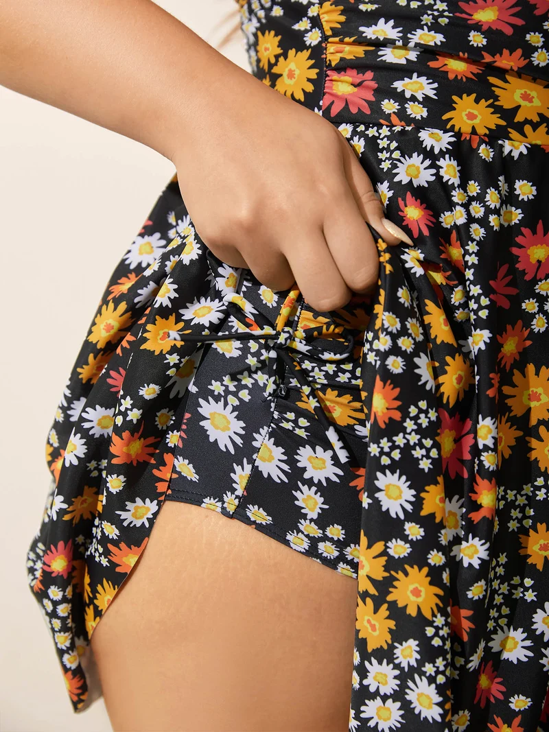 Anti-Float Ties Floral Print Swim Dress