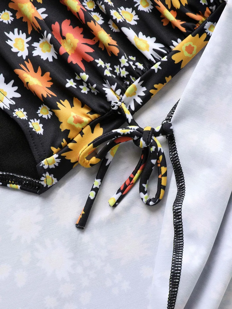 Anti-Float Ties Floral Print Swim Dress