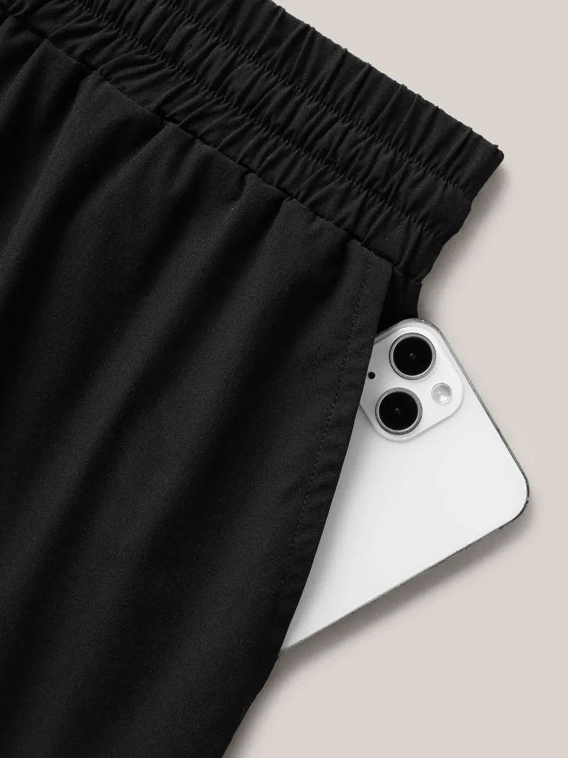 Shirred Waist Tie Straight-Leg Crop Pants