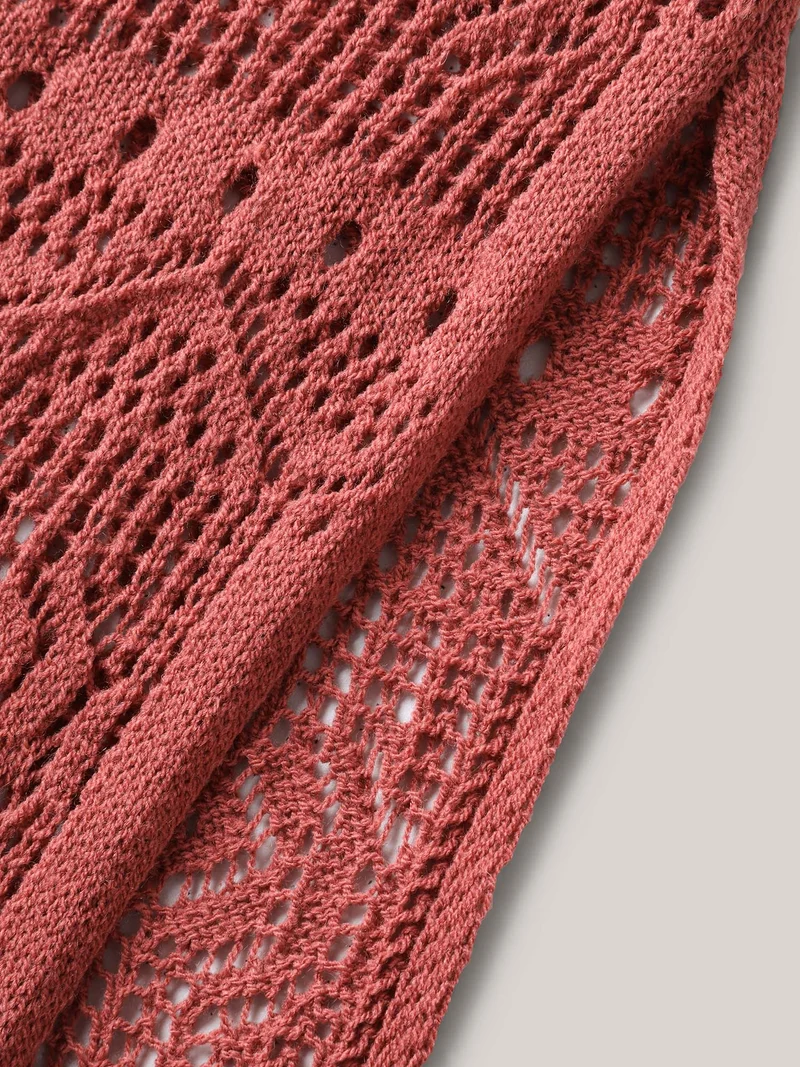 Crochet Slit Tassels Swim Cover-Up