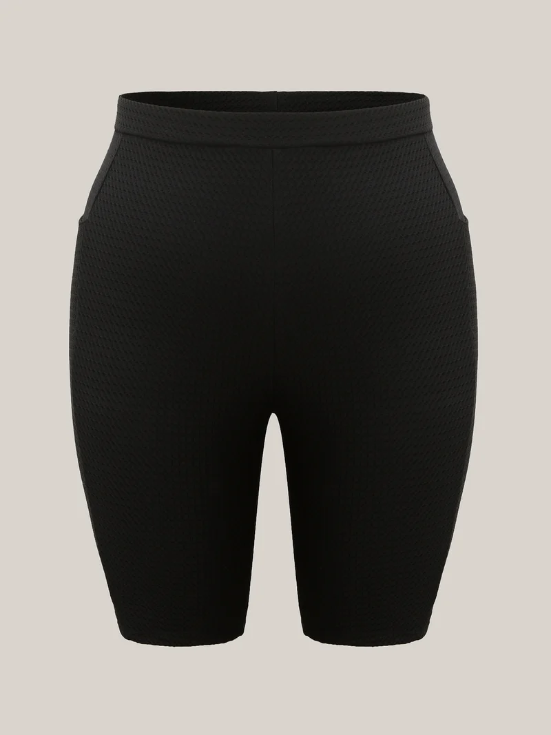 Textured Side Pockets Sculpting Swim Bottoms