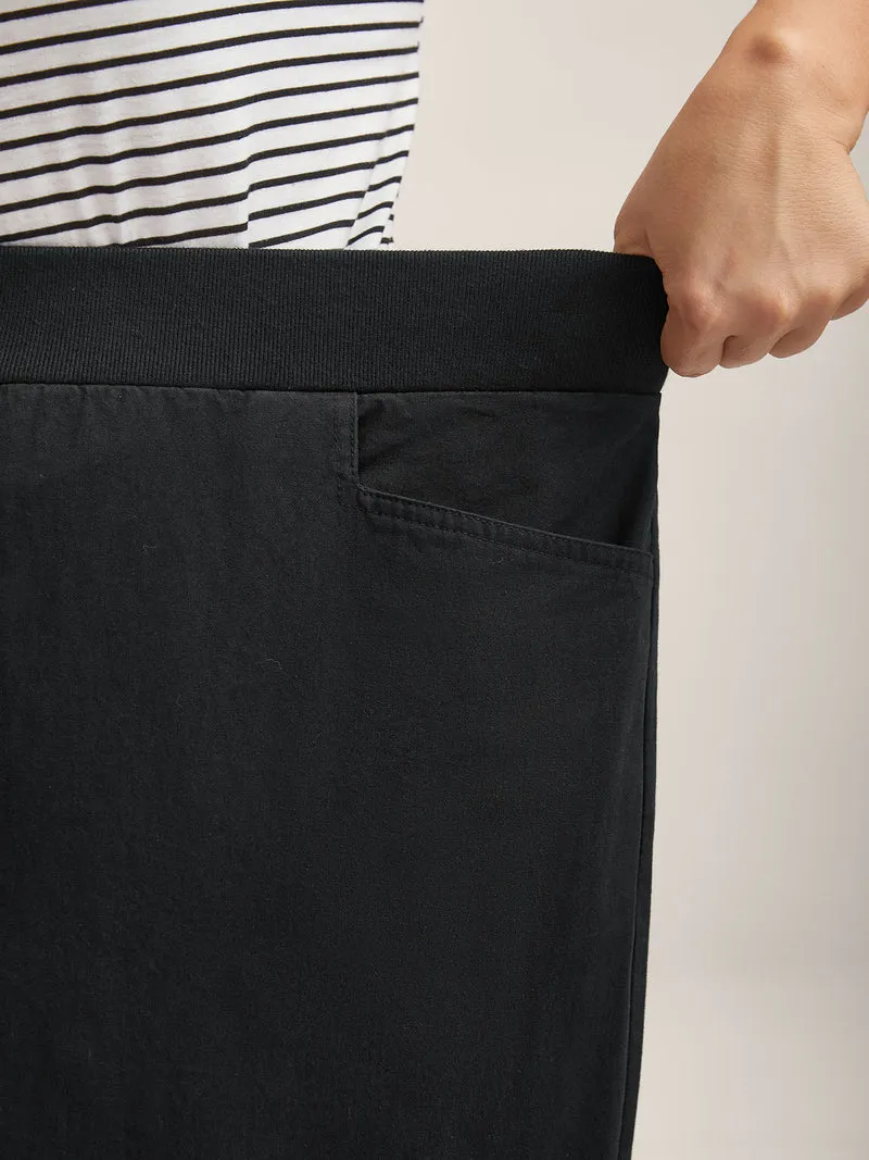Cotton Threaded Spliced Wide-Leg Pants