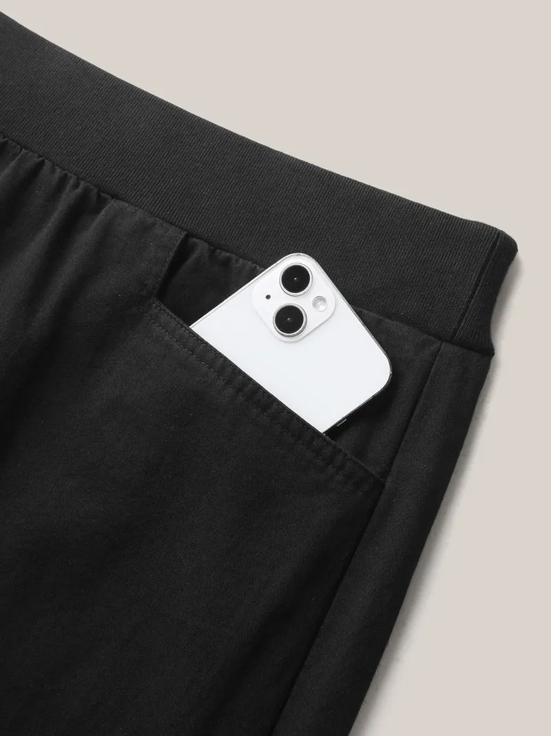 Cotton Threaded Spliced Wide-Leg Pants