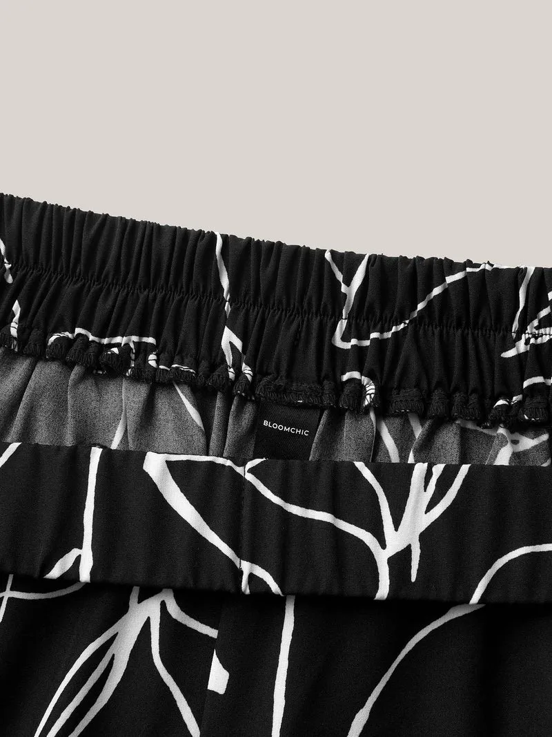 Abstract Print Flowy Wide-Leg Pants
