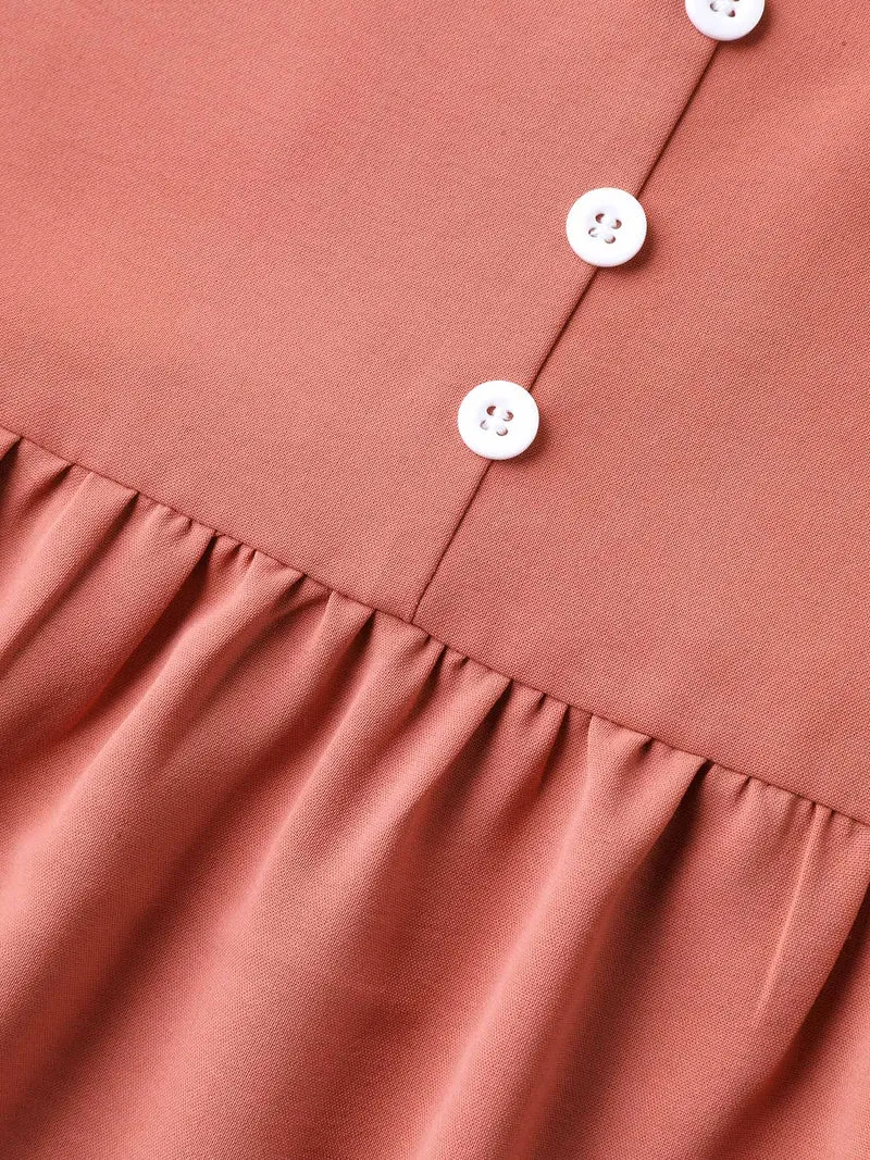 Shirred Back Button Detail Maxi Skirt