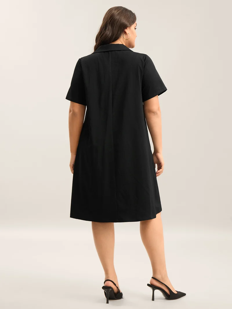 Zipper Front Chest Flaps Shirt Dress
