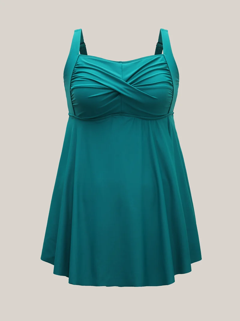 Anti-Float Tie Twist Slit Swim Dress