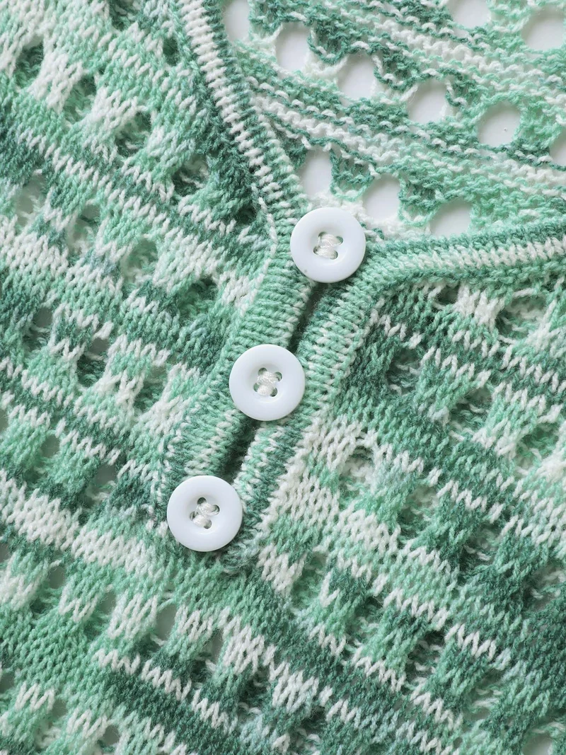 Heather Button Detail Cut-Out Swim Cover-Up