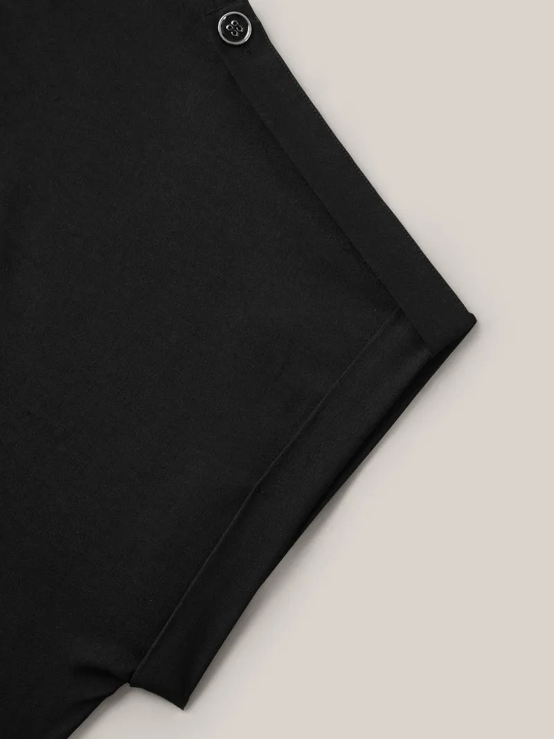 Button Placket Tab Sleeve Blouse