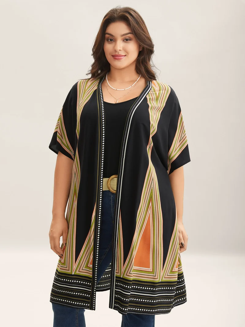 Rayon Boho Print Front-Open Kimono