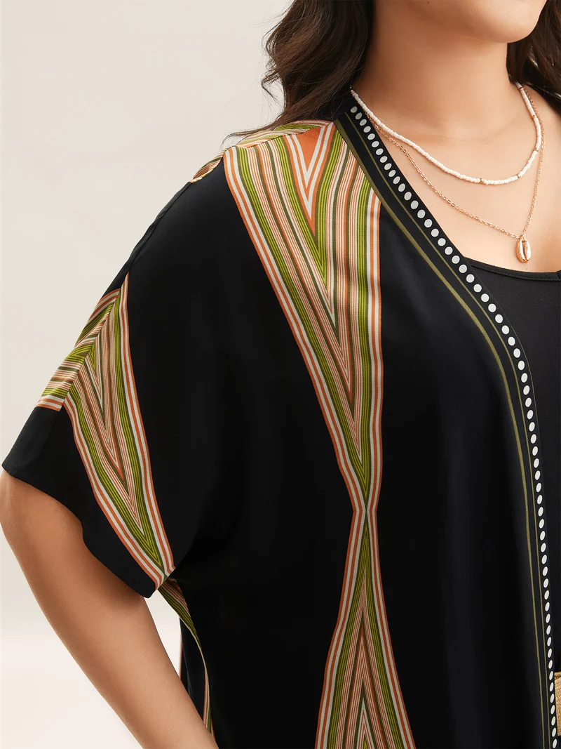 Rayon Boho Print Front-Open Kimono