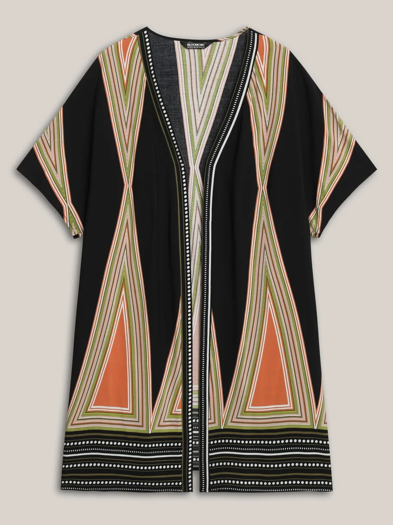 Rayon Boho Print Front-Open Kimono