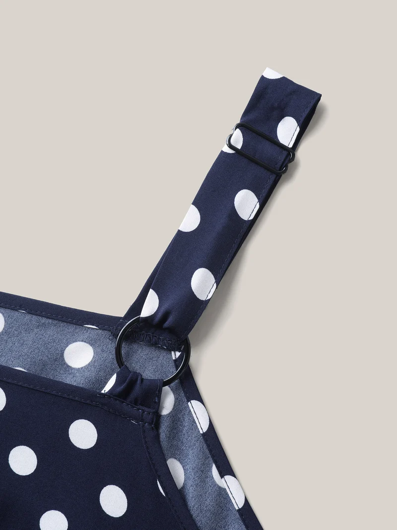 Polka Dots Print Adjustable Lace Midi Dress