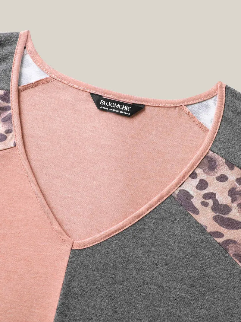 Leopard Print Color Contrast T-Shirt