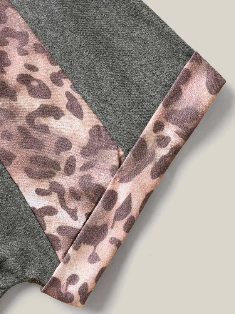 Leopard Print Color Contrast T-Shirt