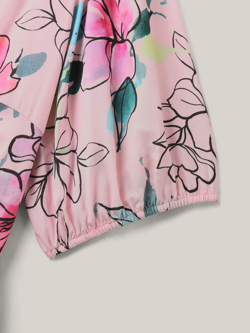 Blushing Petals Pockets Cinched-Waist Midi Dress