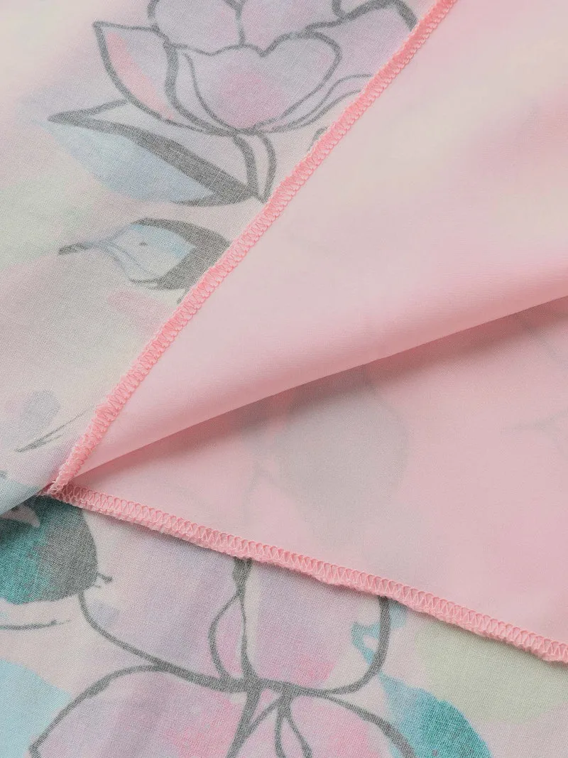 Blushing Petals Pockets Cinched-Waist Midi Dress