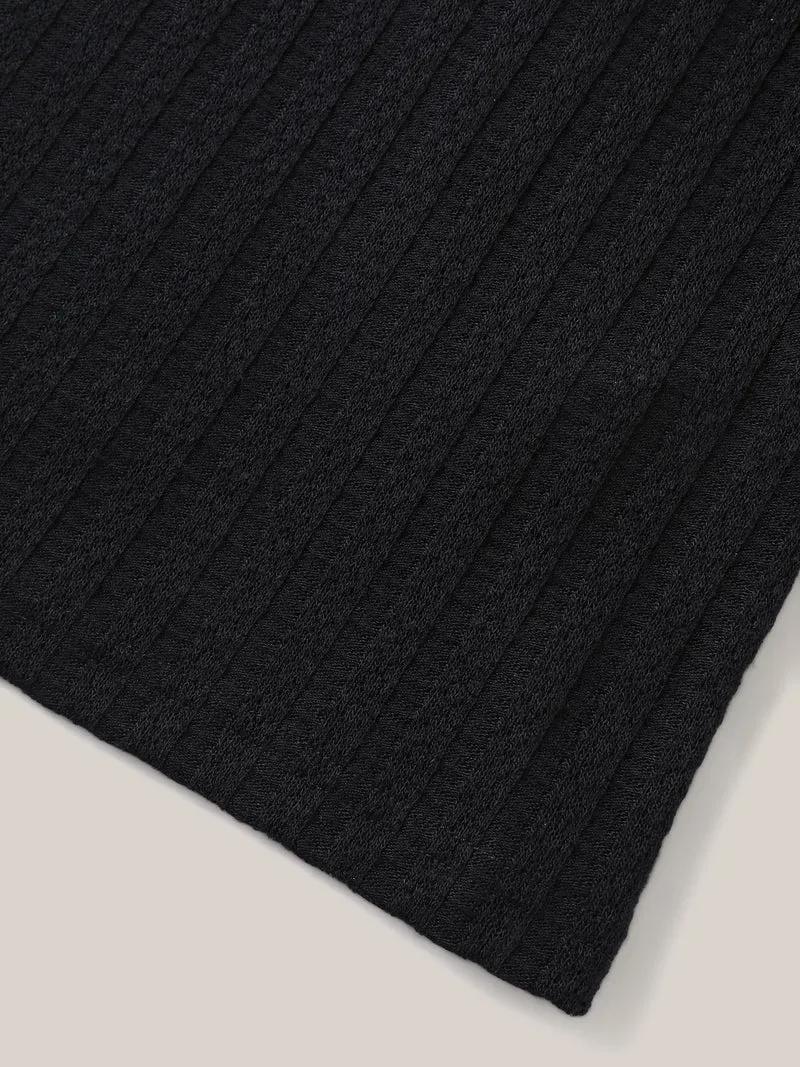 Textured Pit Strip Layered Sleeve Sheer T-Shirt