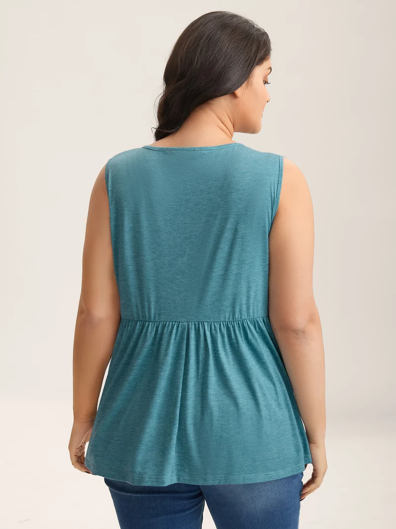 Bow Tie Detail Neck Keyhole Tank Top