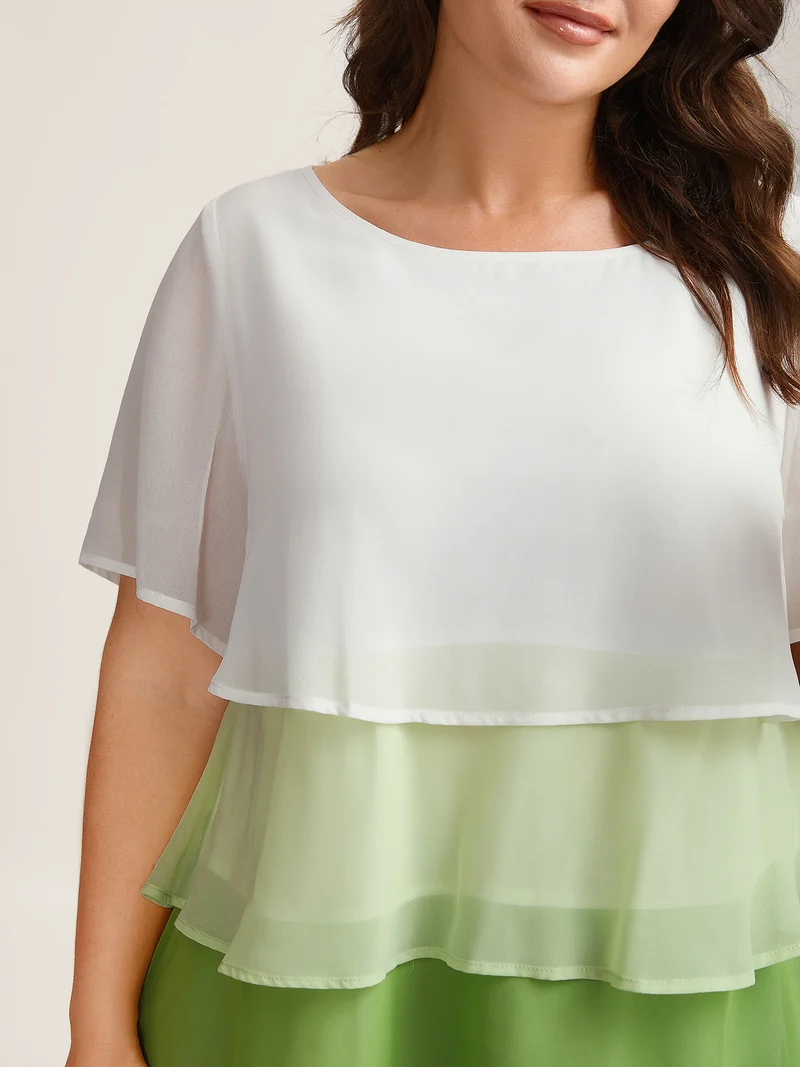 Color Fusion Layered Sheer Blouse