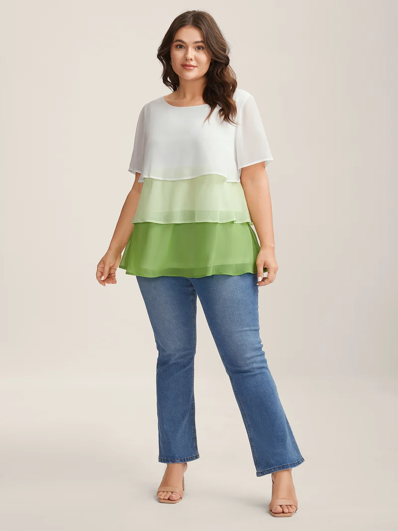 Color Fusion Layered Sheer Blouse