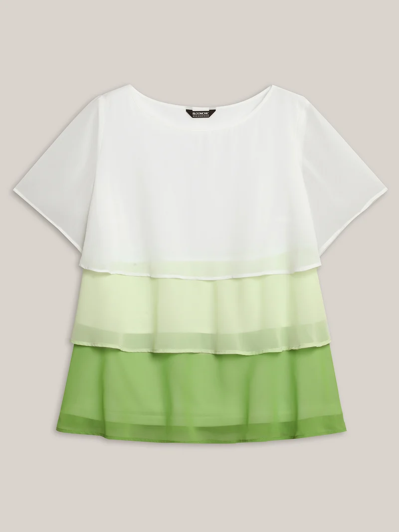 Color Fusion Layered Sheer Blouse
