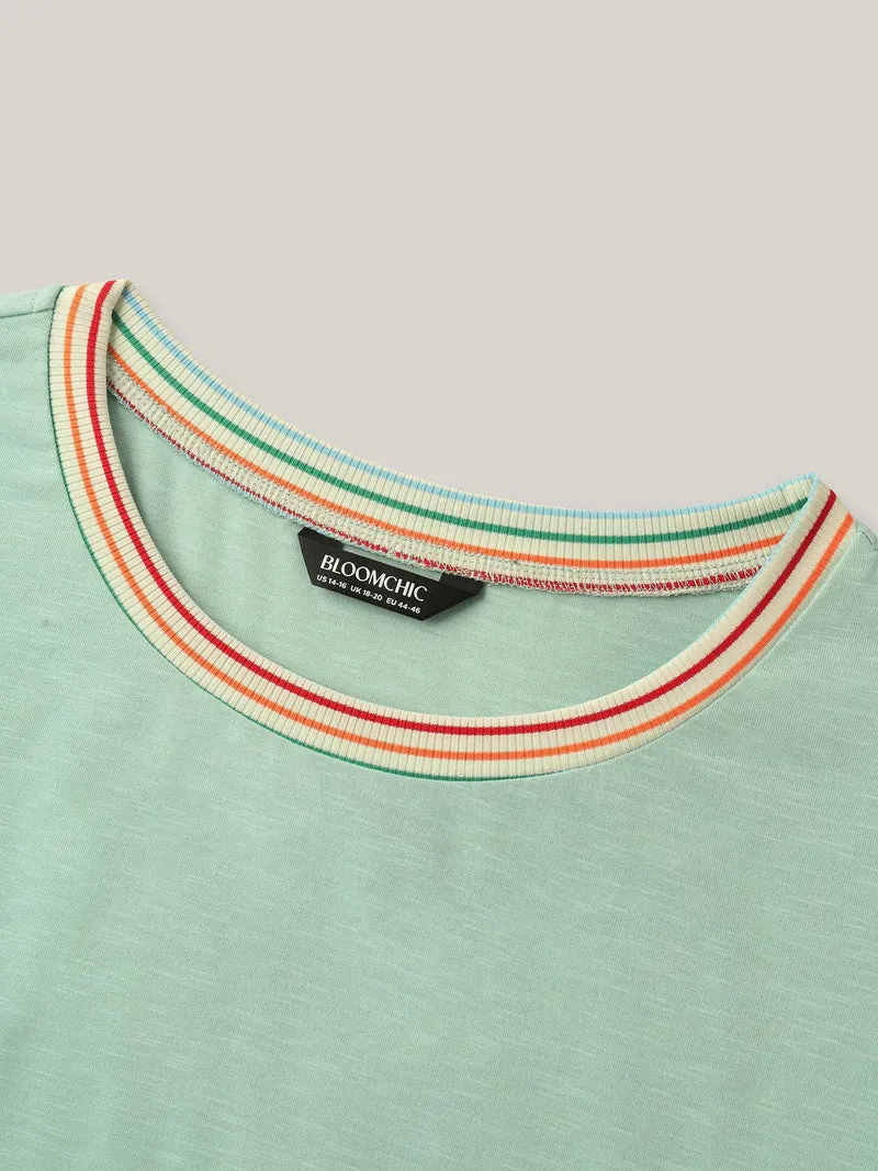 Plain Puff Sleeve Crew Neck T-Shirt