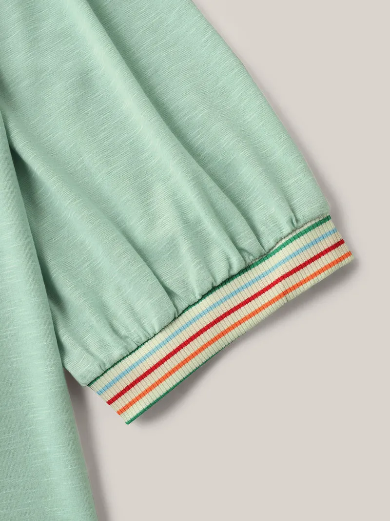 Plain Puff Sleeve Crew Neck T-Shirt