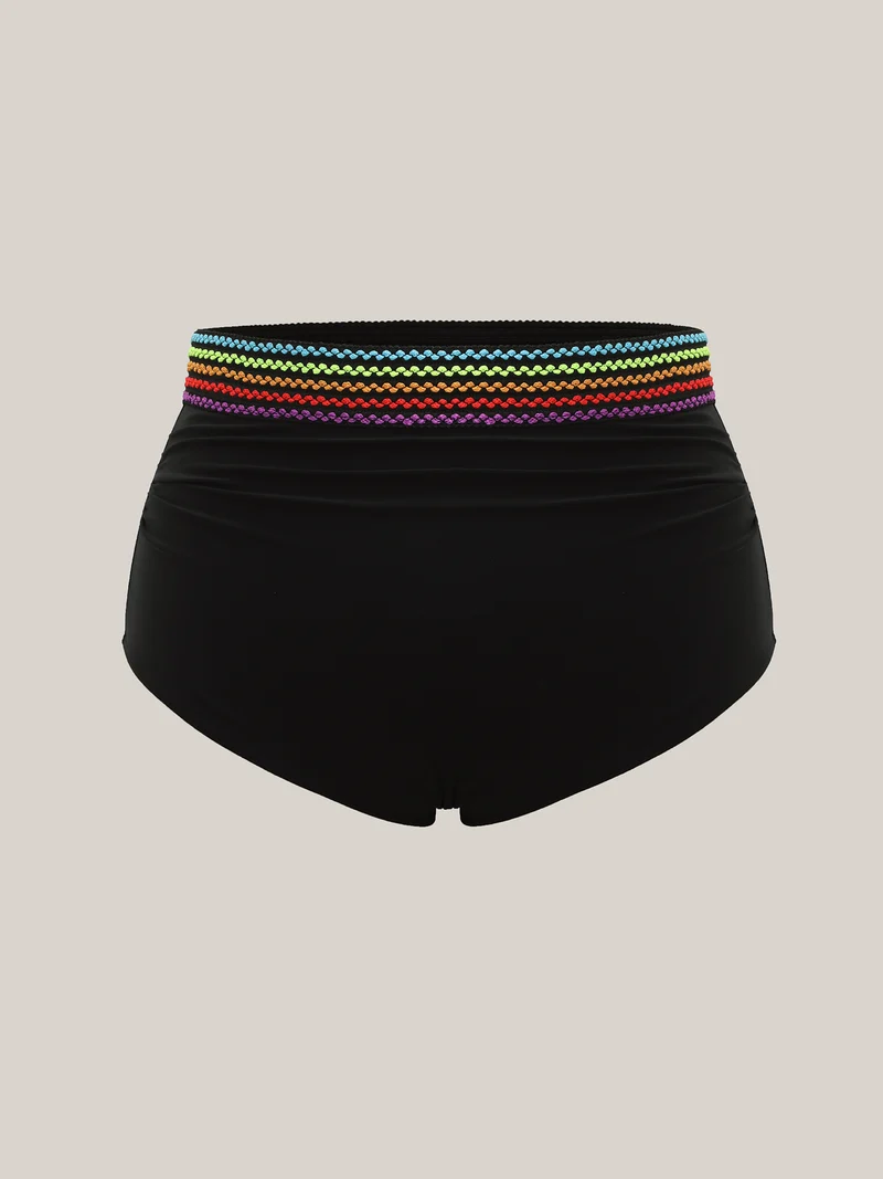 Colorful Webbed Tight-Fit Swim Bottoms