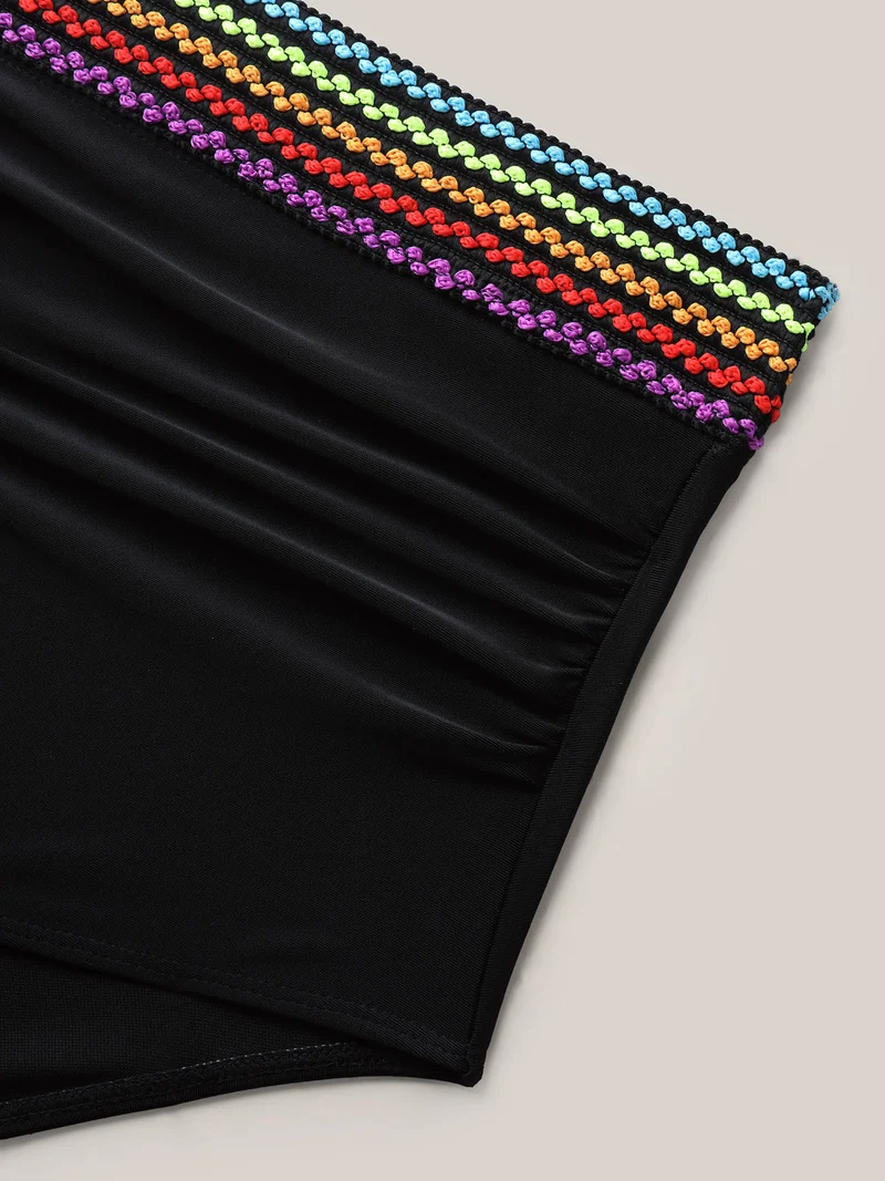 Colorful Webbed Tight-Fit Swim Bottoms