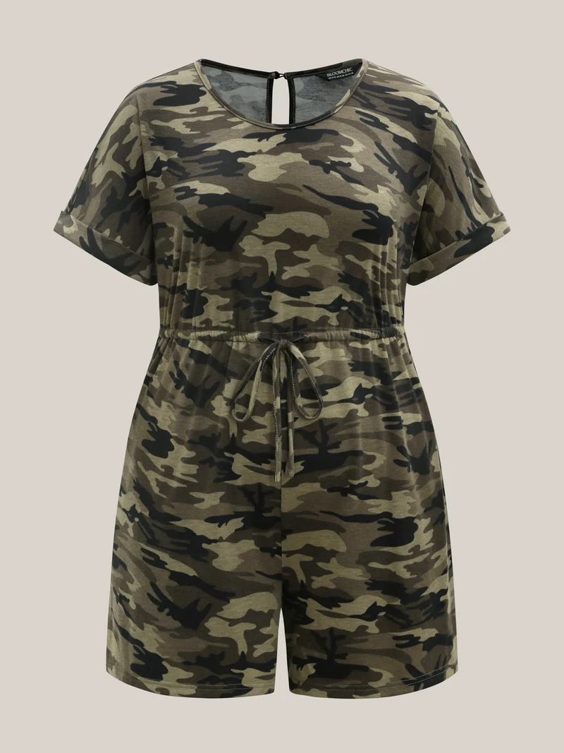 Supersoft Camouflage Print Pockets Romper