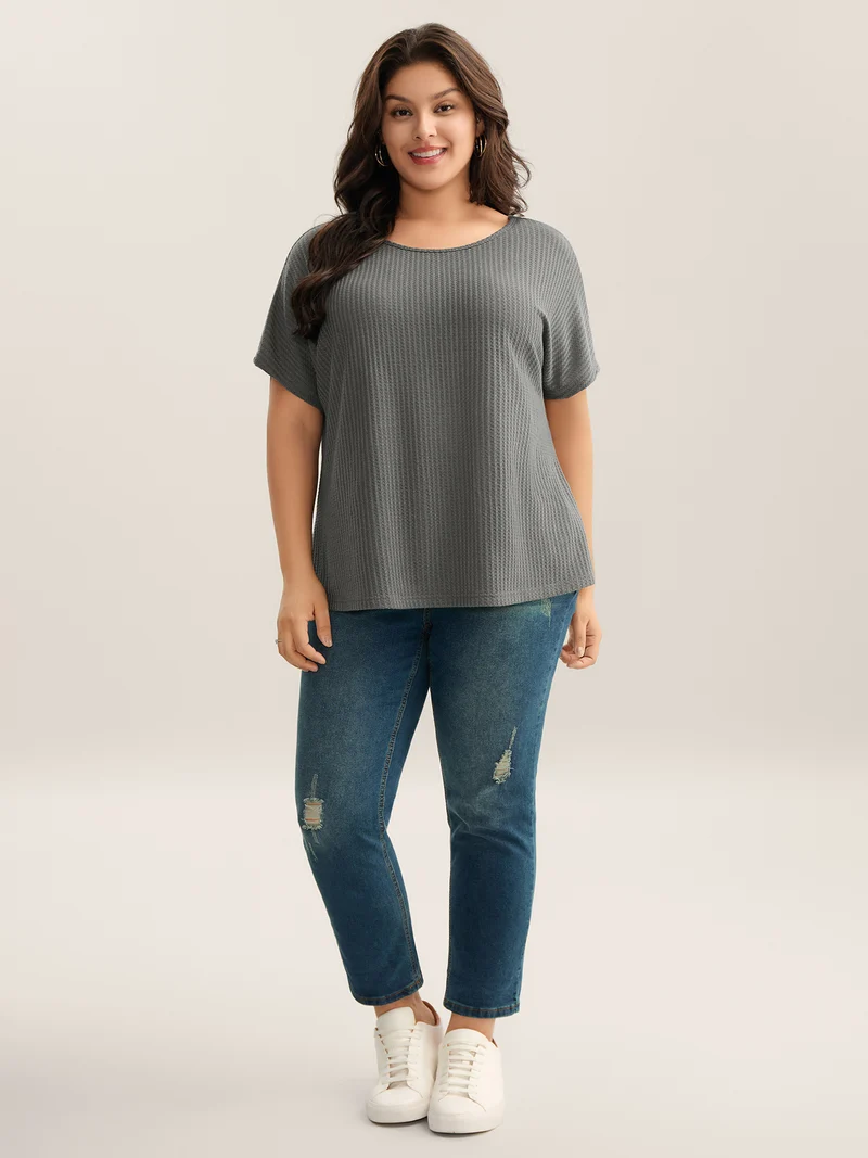 Backless Lace Crossover Solid T-Shirt