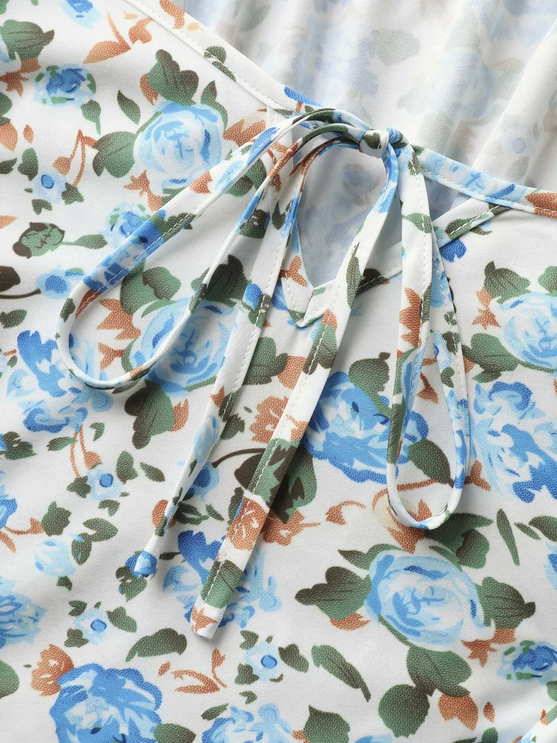 Floral Print Square Neck Babydoll Top