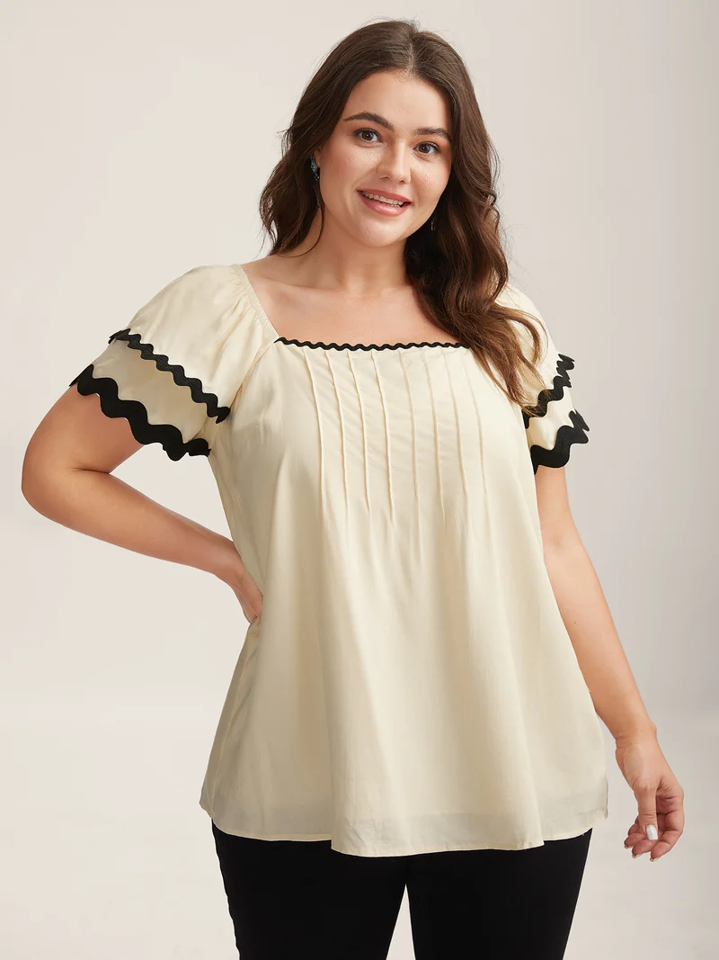 Color Block Layered Sleeve Blouse