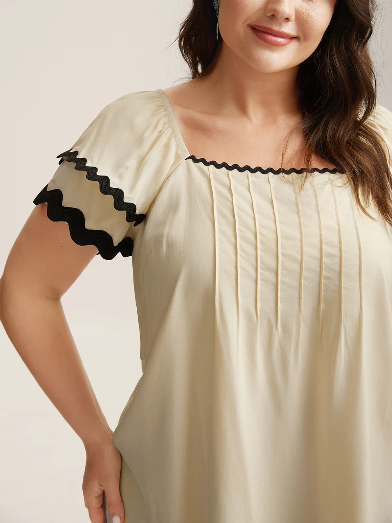 Color Block Layered Sleeve Blouse