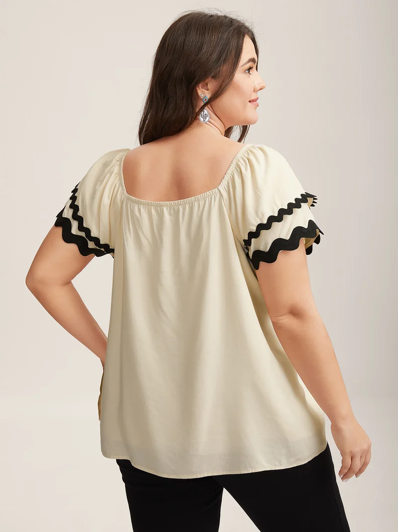 Color Block Layered Sleeve Blouse