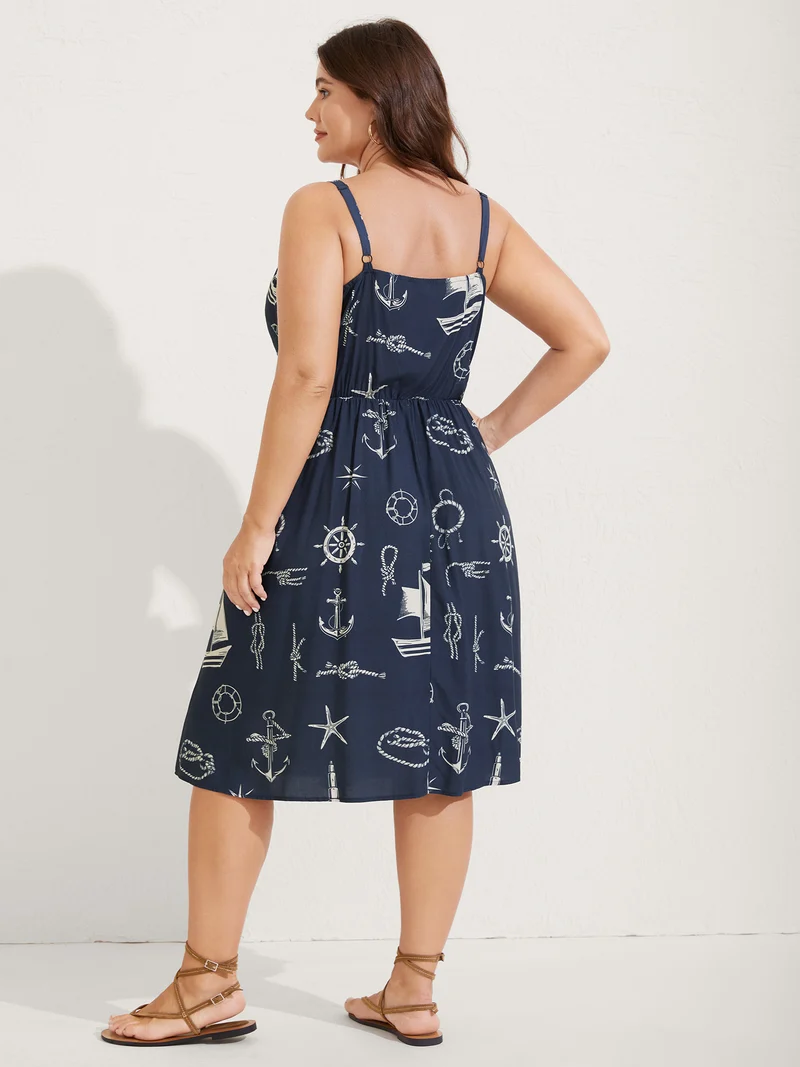 Sea Elements Adjustable Strap Midi Dress