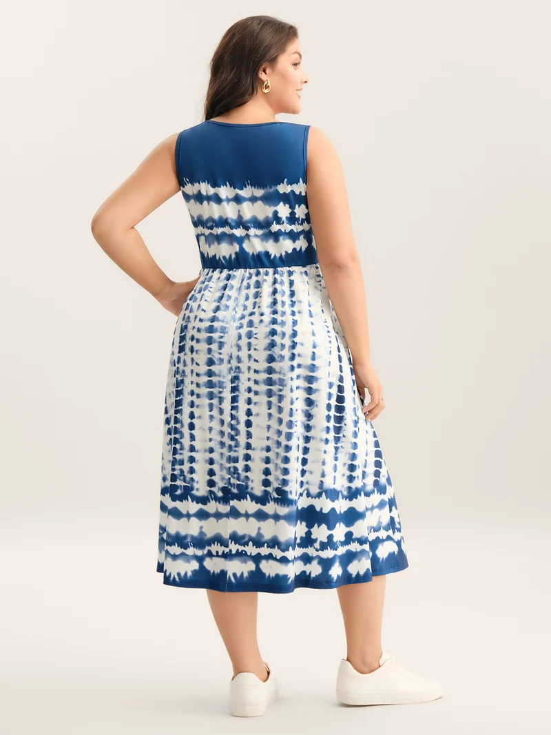Tie-Dye Pockets Cami Midi Dress