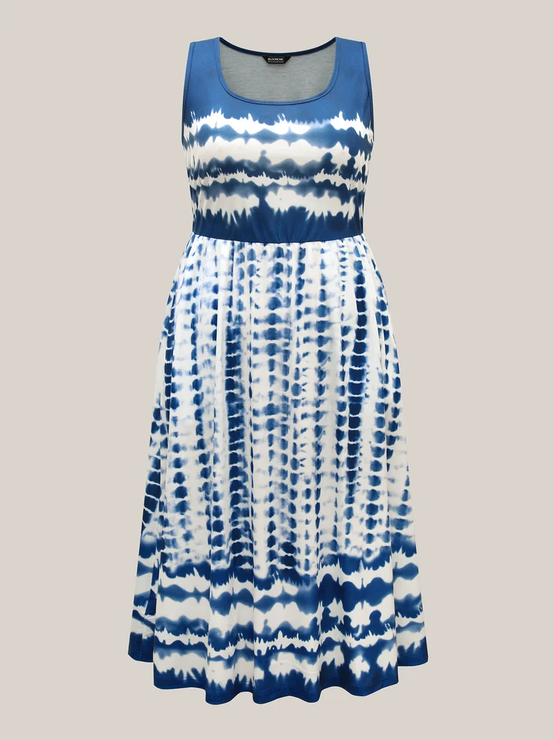 Tie-Dye Pockets Cami Midi Dress