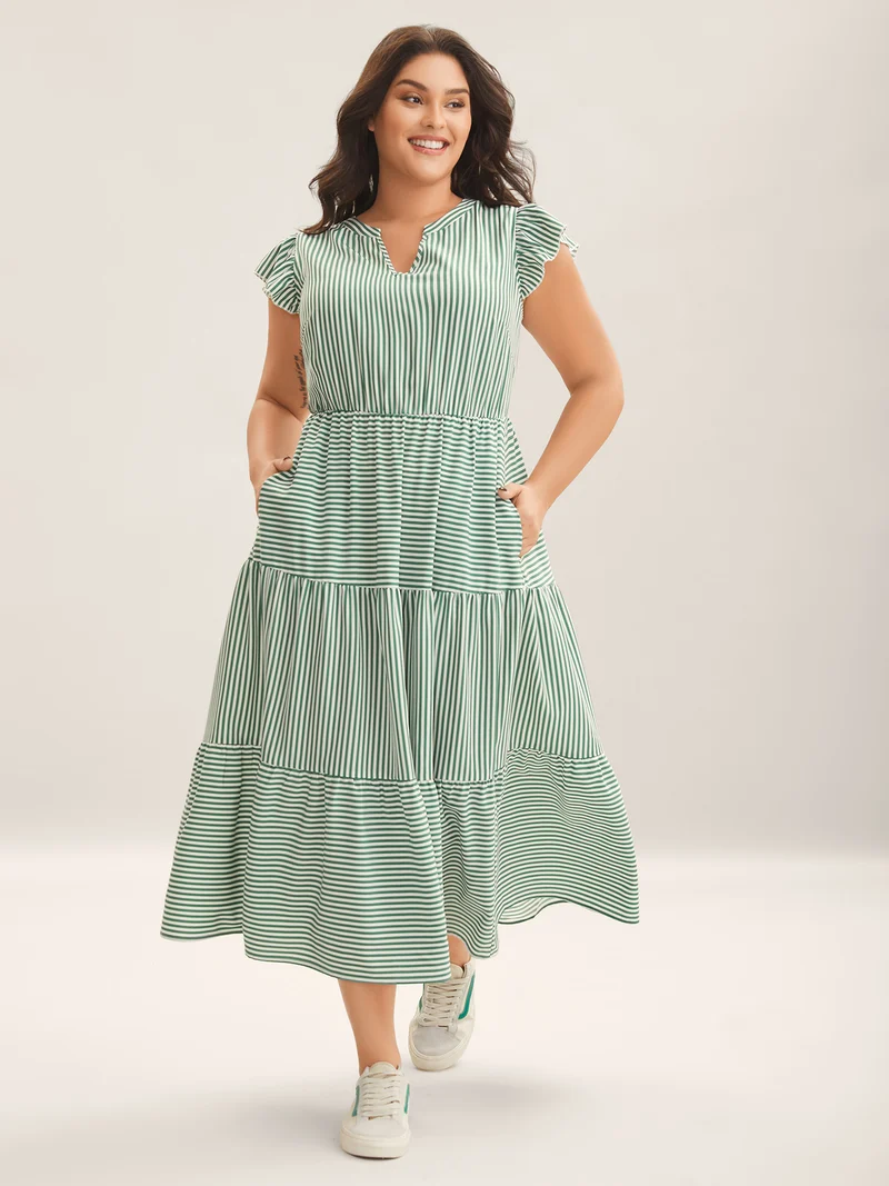 Breezy Stripes Tiered Maxi Dress