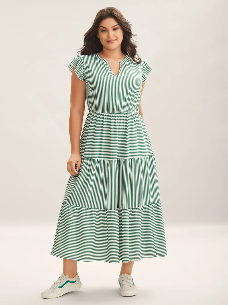 Breezy Stripes Tiered Maxi Dress