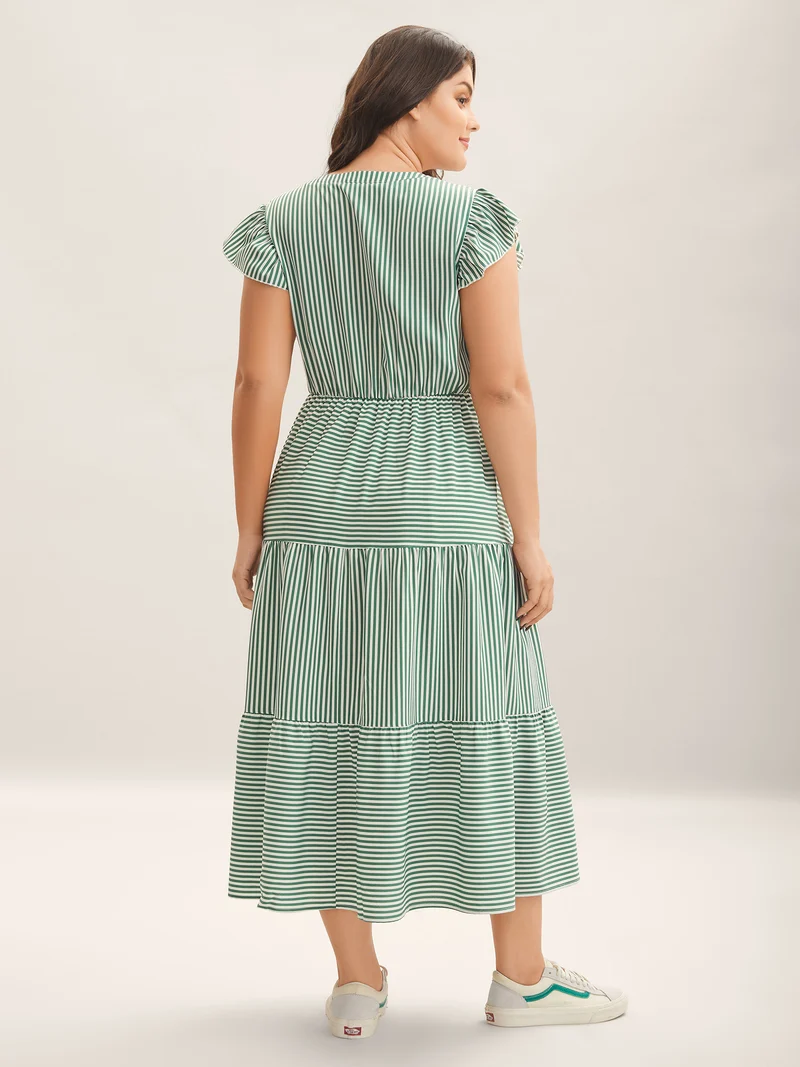 Breezy Stripes Tiered Maxi Dress